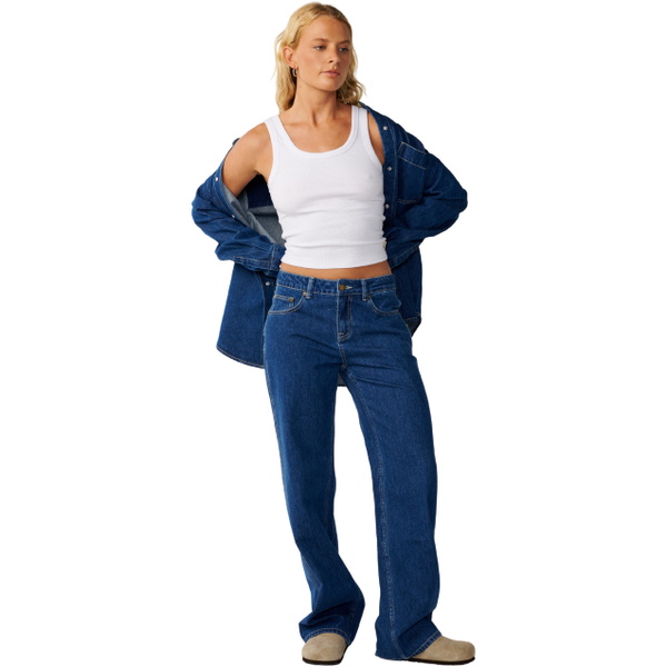 2026 Rip Curl Womens Cruisin Denim Long Sleeve Shirt 0PWWSH - Mid Blue